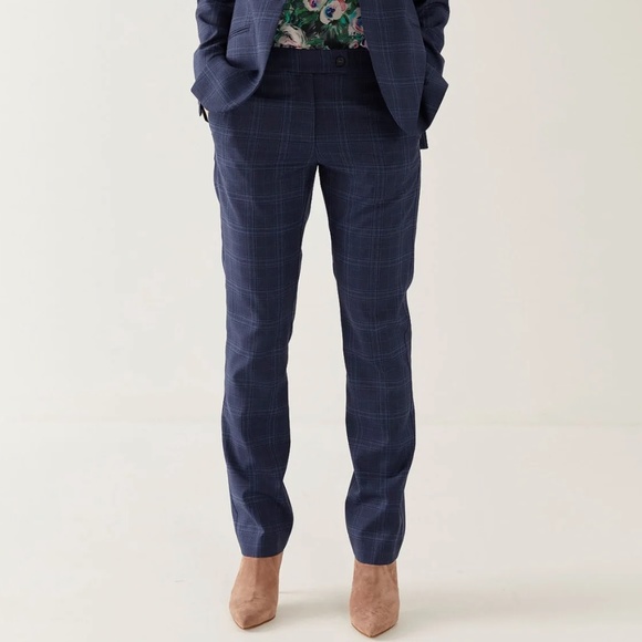 Luisa Spagnoli Blue Plaid Trouser NWOT - Picture 1 of 10